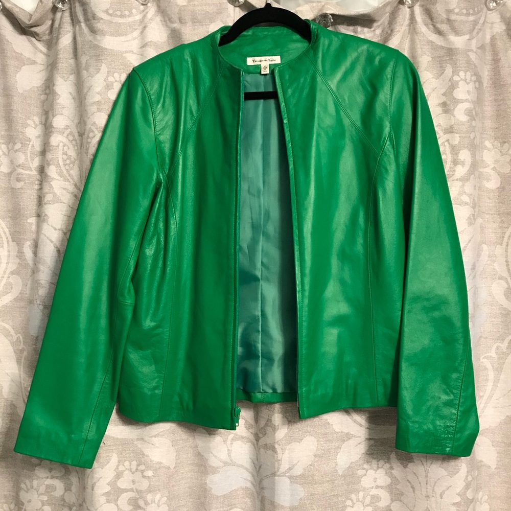 Yvonne le Marie green genuine leather jacket